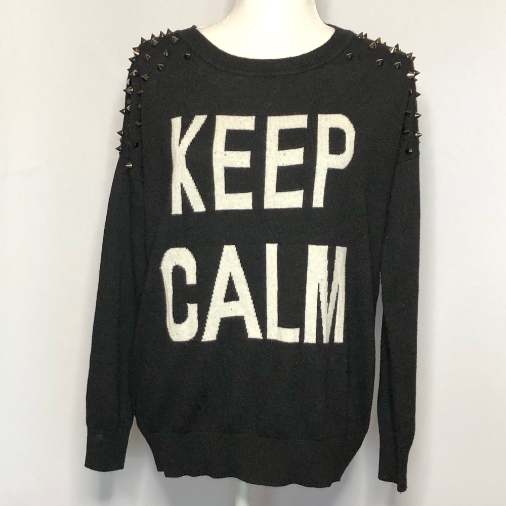 Forever 21 KEEP CALM spiked sweater